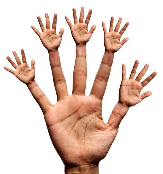 Dłoń z palcami w kształcie dłoni-ciekawa grafika-quiz medyczny
