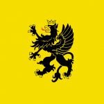 Flaga Kaszub z godłem-pòznaka Kaszëb-czarny gryf w koronie-quiz językowy